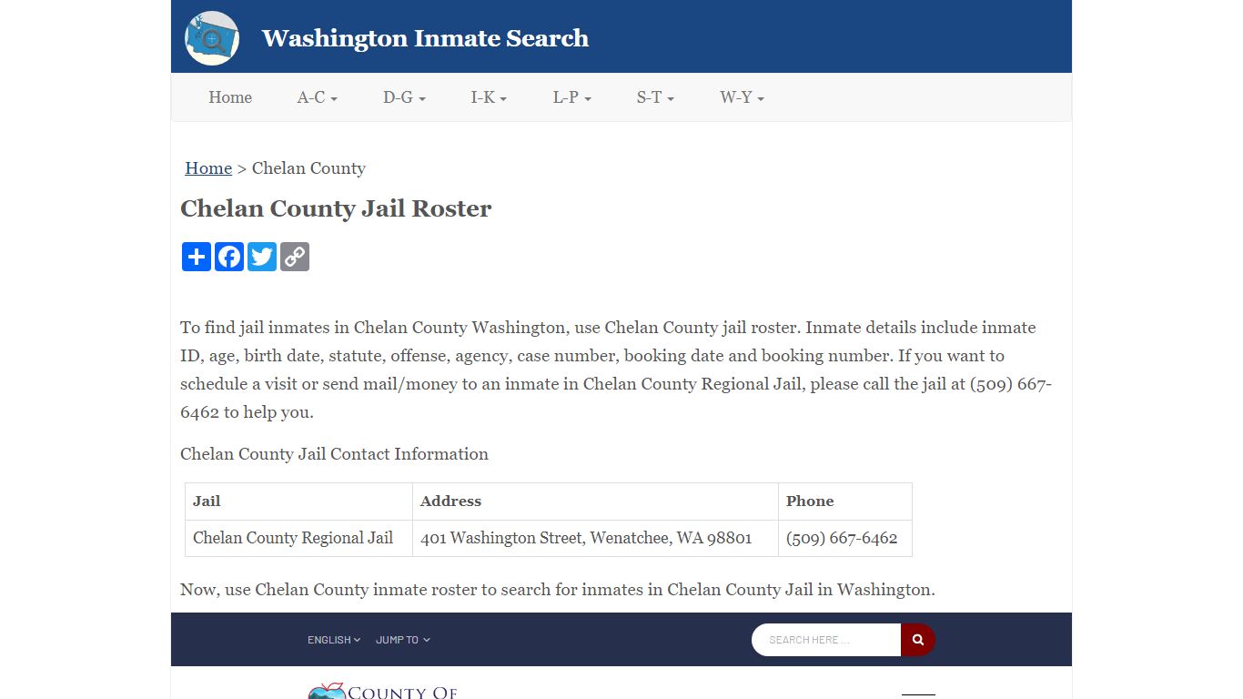 Chelan County Jail Roster - inmatesearchwa.org