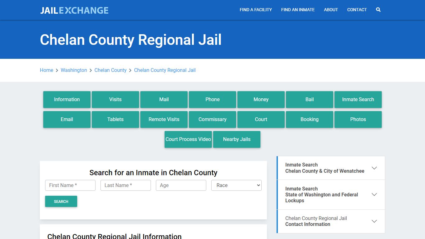 Chelan County Regional Jail Roster Lookup, WA, Inmate Search